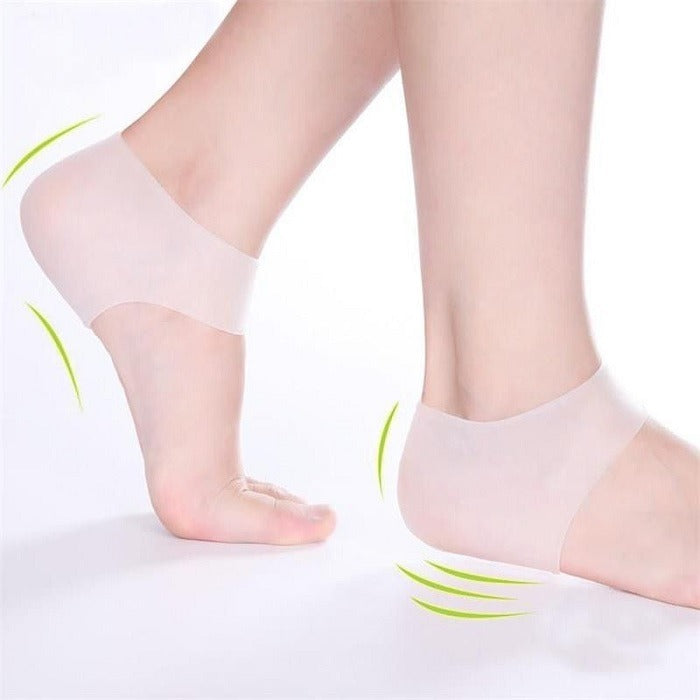 Silicone Heel Socks (Semi Transparent) – Moisturizing & Crack Repair Heel Protector for Dry, Cracked Feet | Soft Gel Heel Sleeves (1 Pair) - Detailed Feature View 1