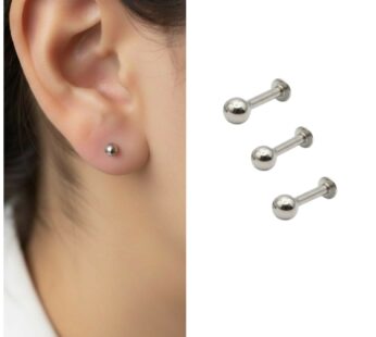 Silver-Plated Ball Labret Stud Earrings – Comfy 3-Piece Set for Women
