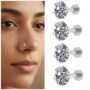 Premium Silver Plated Internal Thread Nosepin Stud – Comfortable & Secure Combo Pack of 4 - Buy Online at Alikart