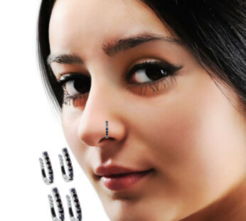 Silver Tone Ruby CZ Non-Pierced Clip-On Nose Pin Combo Pack