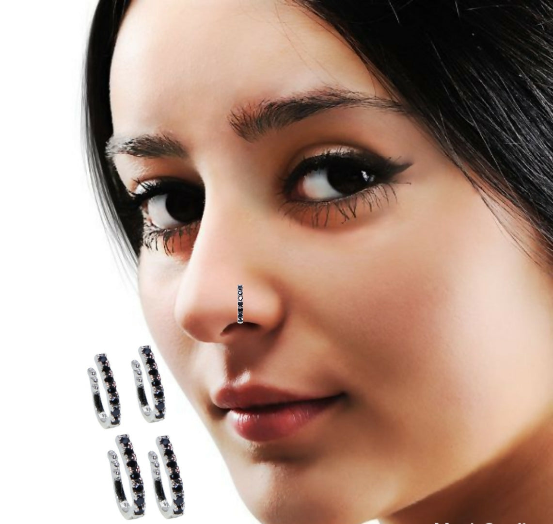 Premium Silver Tone Ruby CZ Non-Pierced Clip-On Nose Pin Combo Pack - Buy Online at Alikart
