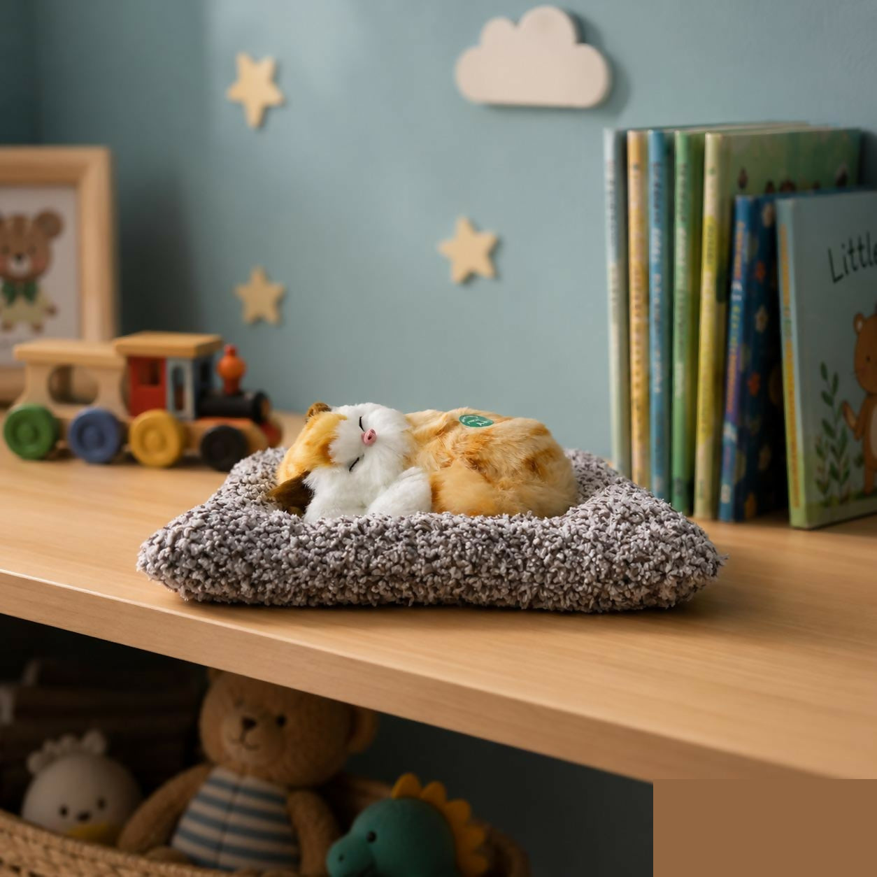 Premium Sleeping Cat Plush Toy with Press Sound & Cozy Cushion Decor - Buy Online at Alikart