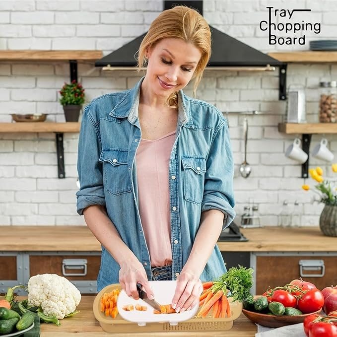 Slide-Out Prep Station: Multipurpose Cutting Board with Integrated Waste Tray - Detailed Feature View 3