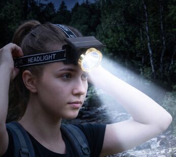 Solar Rechargeable LED Headlamp with Adjustable Head Strap for Camping Use
