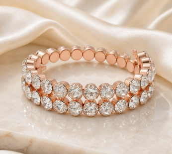 Sparkling Austrian Stone Rose Gold Bracelet for Women with Double Row Design
