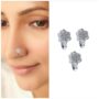 Premium Sparkling Floral Non-Piercing Silver Nose Clip Set - Pack of 3 - Buy Online at Alikart