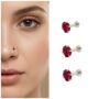 Premium Sparkling Ruby Red Crystal Nose Studs - Silver-Plated Trio Set - Buy Online at Alikart