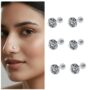 Premium Sparkling Silver-Plated Flat Back Nose Studs - 6 Piece Combo Pack - Buy Online at Alikart