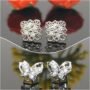 Premium Sparkling Zircon Stud Earrings Set - Square Filigree & Butterfly Designs - Buy Online at Alikart