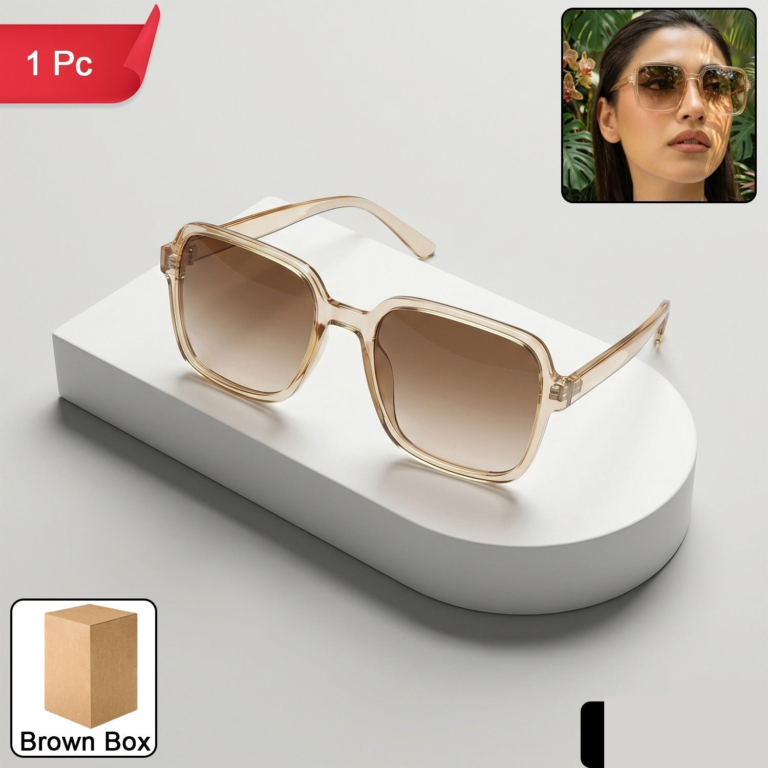 Premium Square Retro Sunglasses – Trendy Oversized Gradient Tinted Eyewear - Buy Online at Alikart
