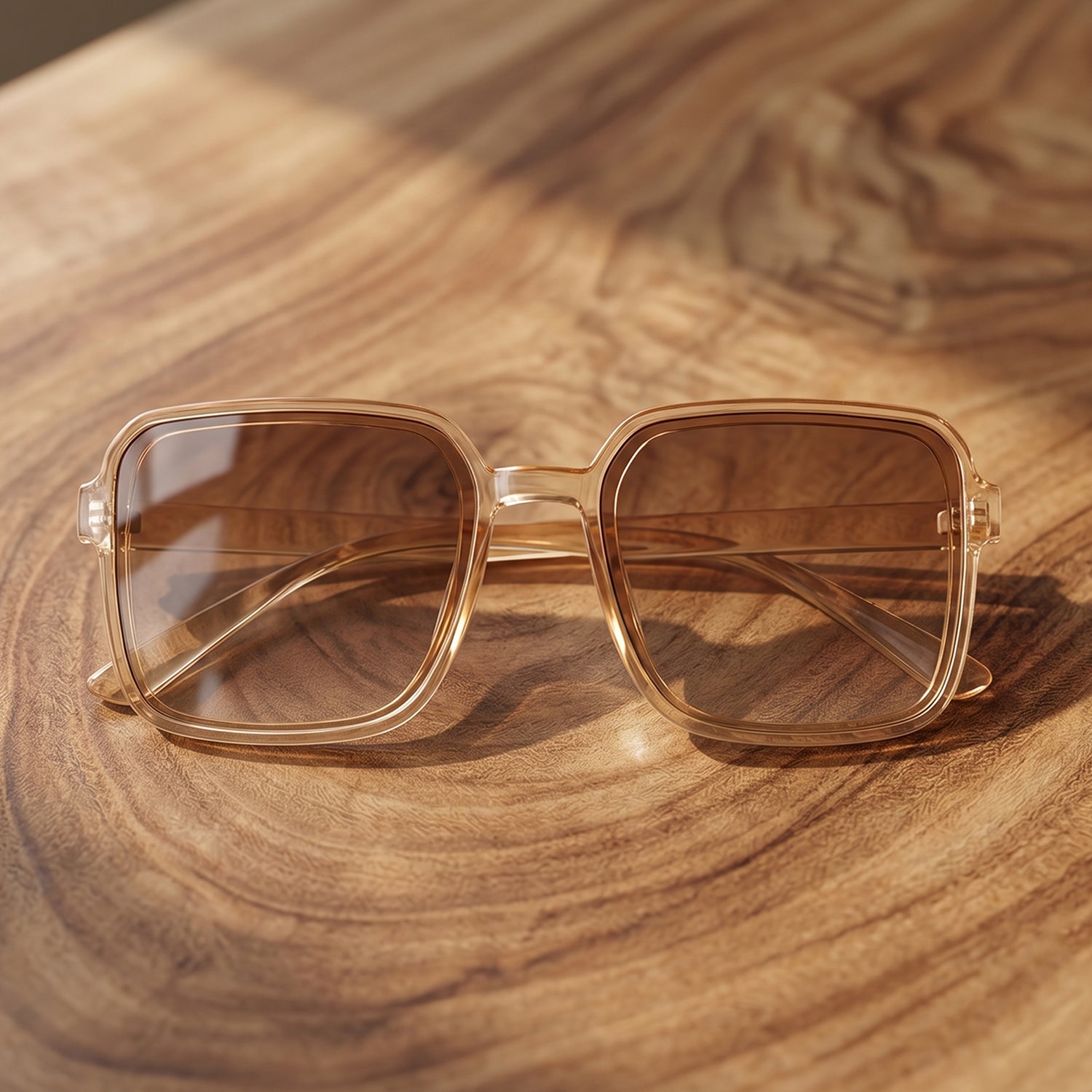 Square Retro Sunglasses – Trendy Oversized Gradient Tinted Eyewear - Detailed Feature View 1