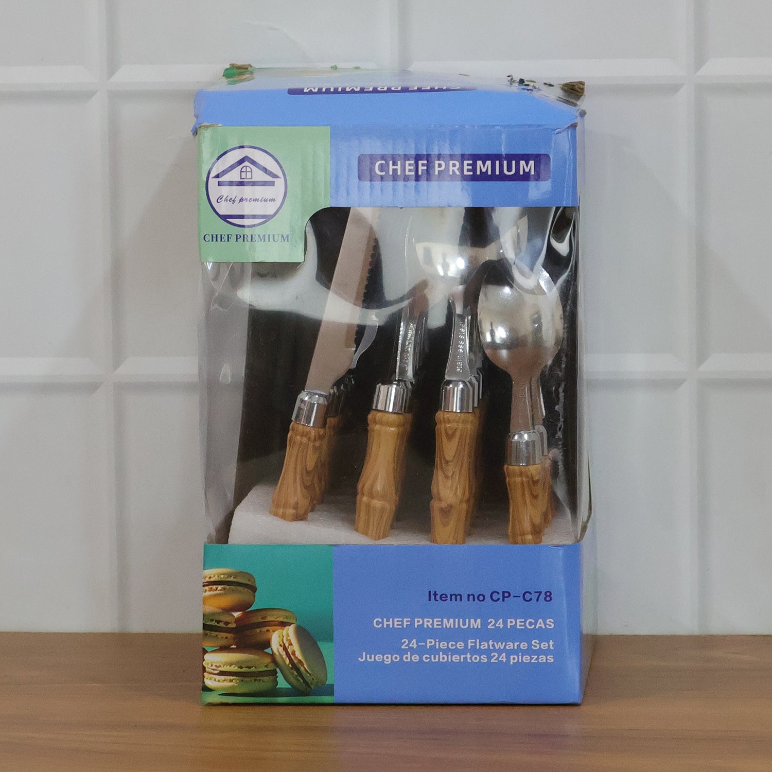 Stainless Steel Cutlery Set – Elegant Wooden Handle, 24 Pieces - Detailed Feature View 7