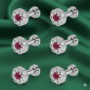 Premium Sterling Silver-Plated Ruby Red Floral Flat Back Nose Stud Set - Buy Online at Alikart
