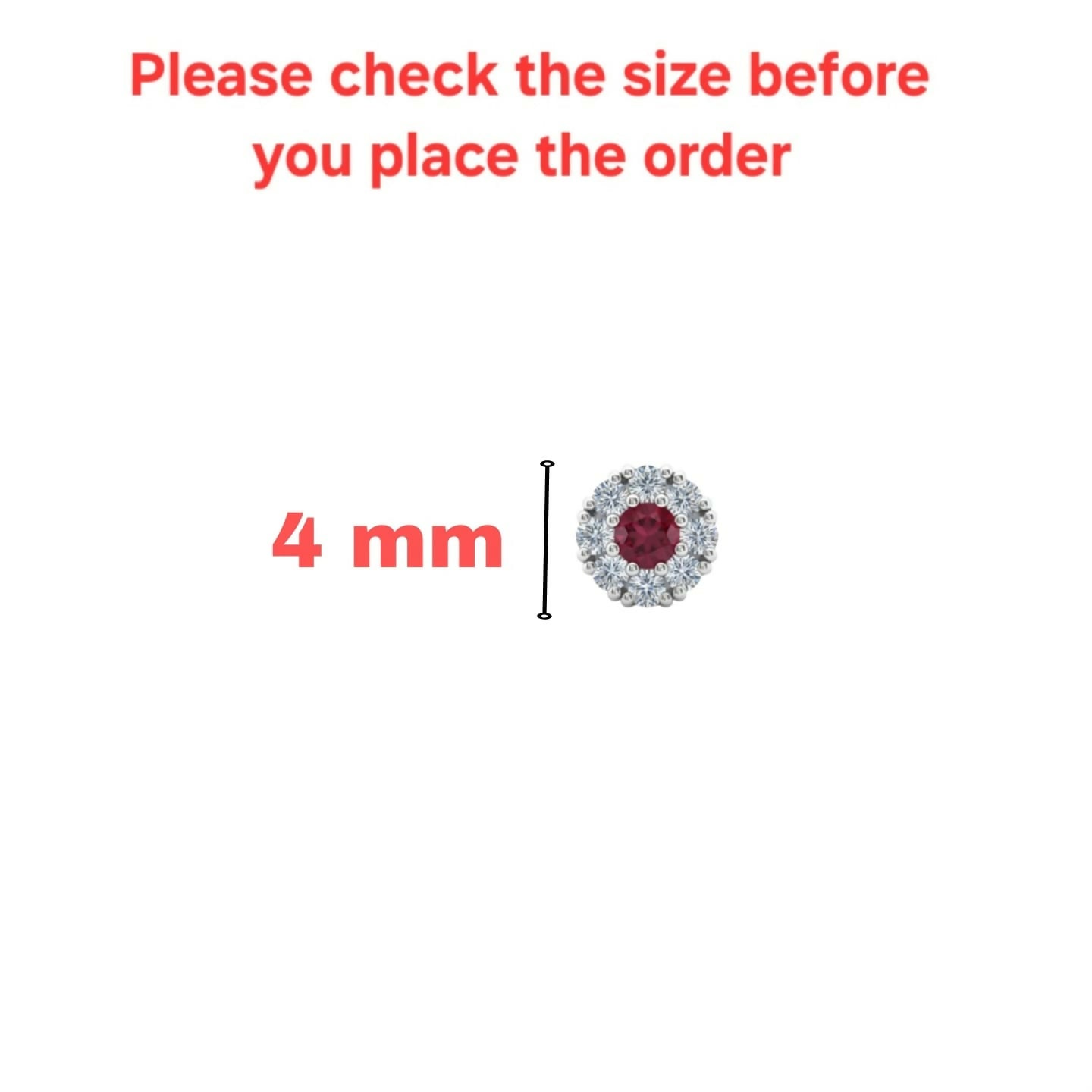 Sterling Silver-Plated Ruby Red Floral Flat Back Nose Stud Set - Detailed Feature View 4