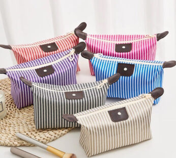 Striped Handy Travel Pouch Set | Travel Cosmetic & Toiletry Organizer Bags (Pack of 2 Pcs)