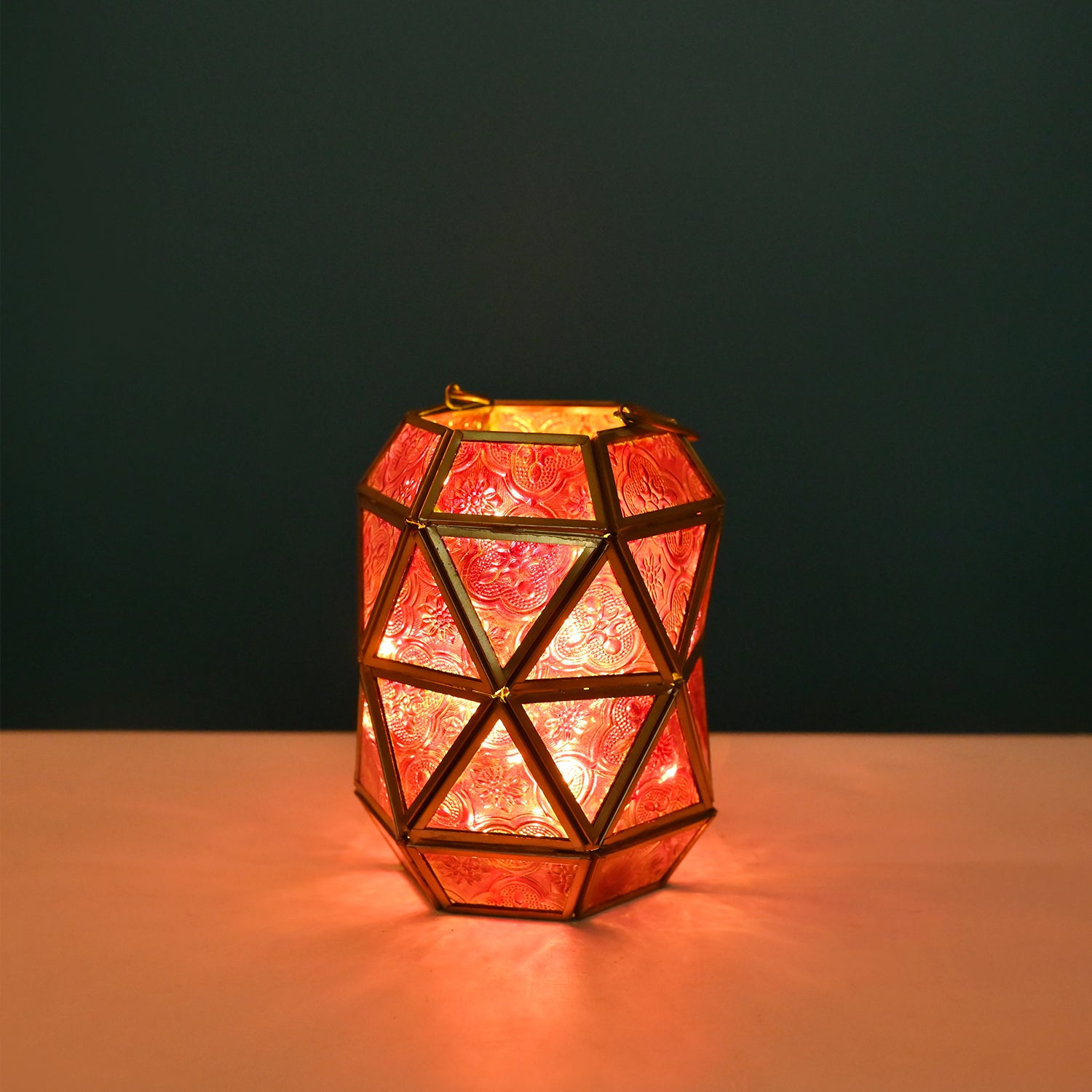 T-Light Holder – Fuchsia & Turquoise Truncated Design - Detailed Feature View 3