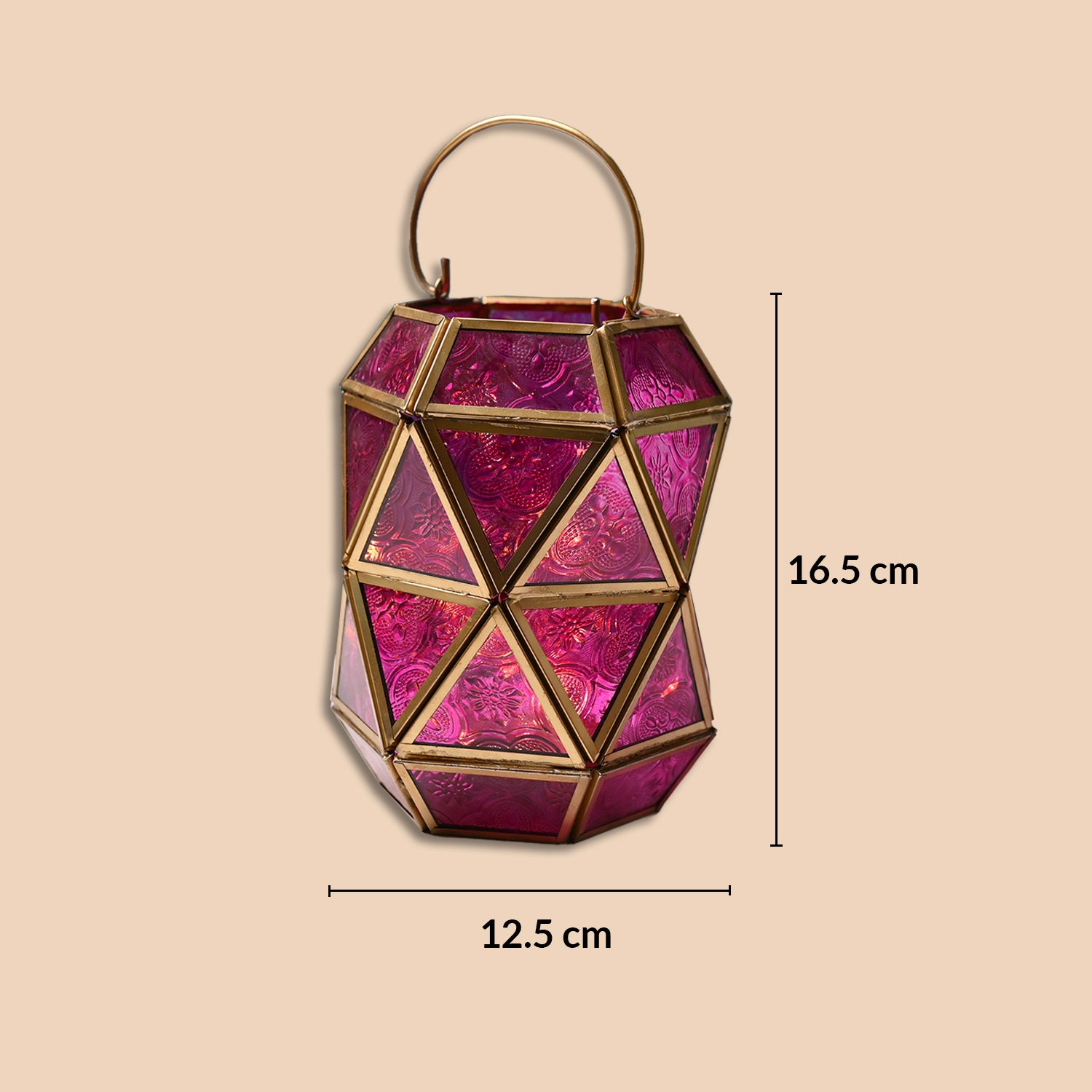 T-Light Holder – Fuchsia & Turquoise Truncated Design - Detailed Feature View 5