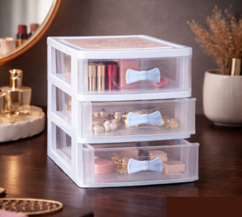 Table Drawer, Modern Design, 3 Layer Drawer, Blue, Plastic