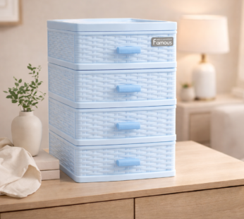 Table Drawer, Modern Design, 4 Layer Drawer, Blue, Plastic