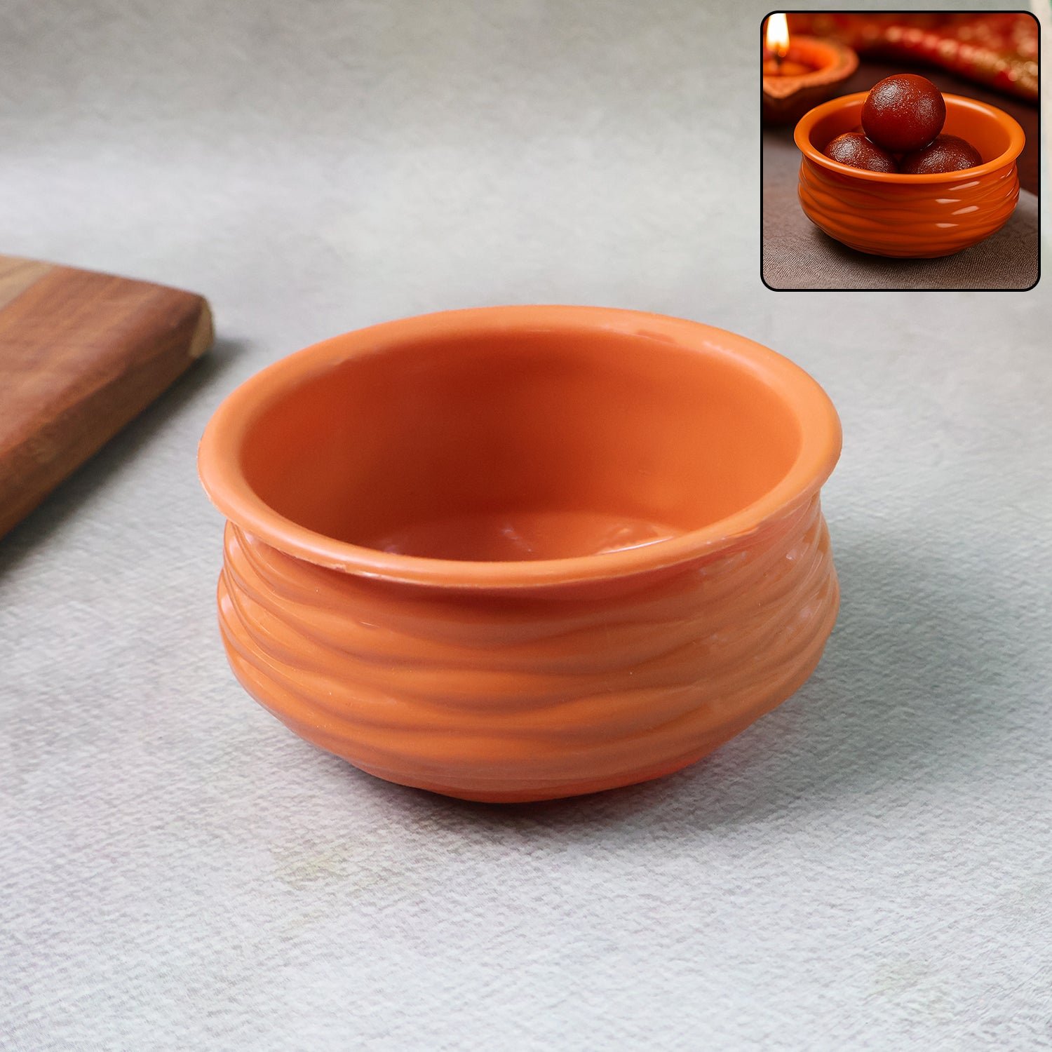 Terracotta-Style Serving Bowl – Glossy, Durable & Multipurpose - Detailed Feature View 1
