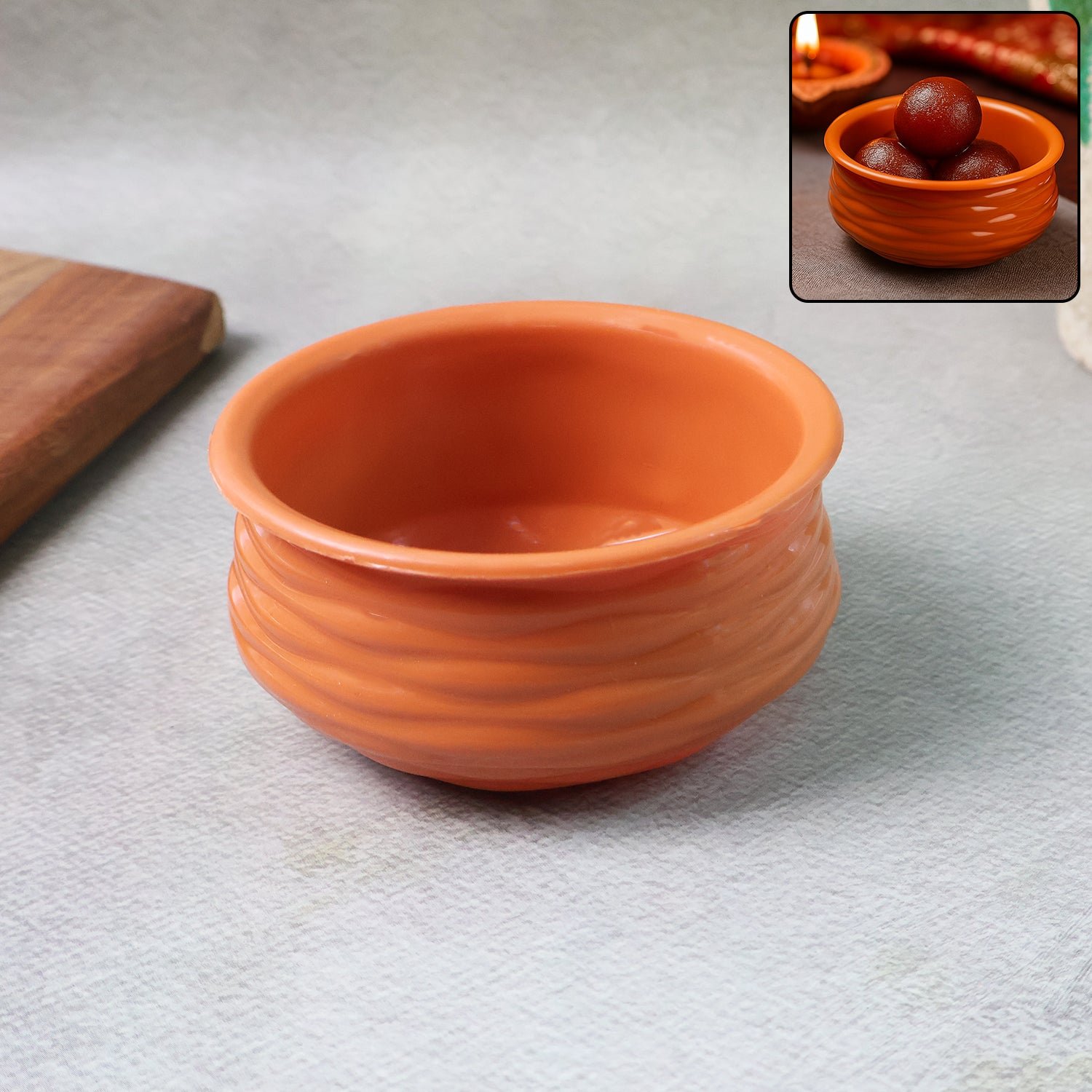 Terracotta-Style Serving Bowl – Glossy, Durable & Multipurpose - Detailed Feature View 5