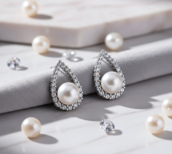 Timeless Teardrop Pearl Stud Earrings – Sophisticated Natural White Pearl Jewelry for Every Occasion