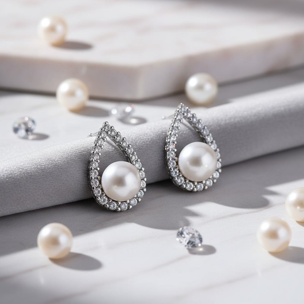 Premium Timeless Teardrop Pearl Stud Earrings – Sophisticated Natural White Pearl Jewelry for Every Occasion - Buy Online at Alikart