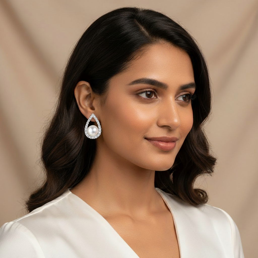Timeless Teardrop Pearl Stud Earrings – Sophisticated Natural White Pearl Jewelry for Every Occasion - Detailed Feature View 2