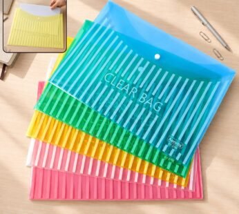 Transparent A4 Document Bag with Secure Snap Button Closure
