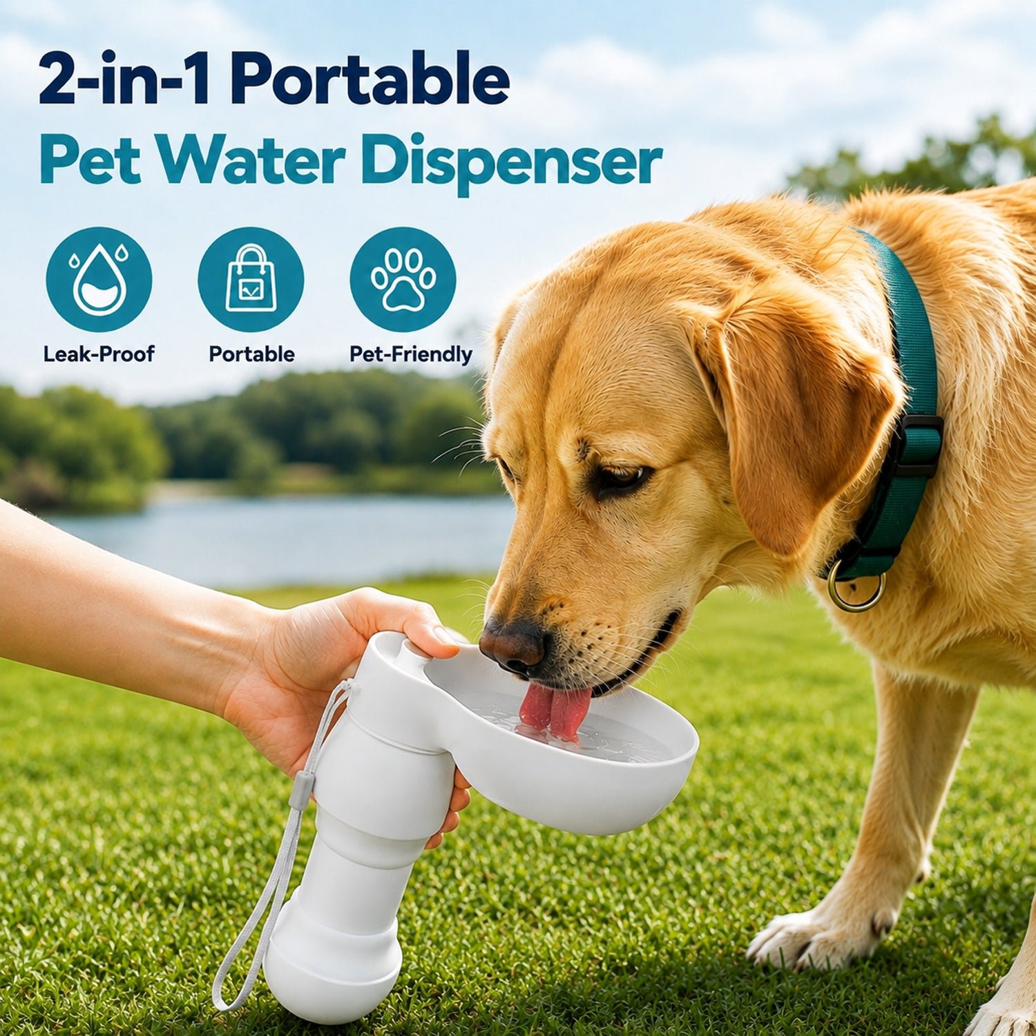 Travel-Friendly 2-in-1 Portable Pet Water Bottle and Folding Feeding Bowl - Detailed Feature View 3