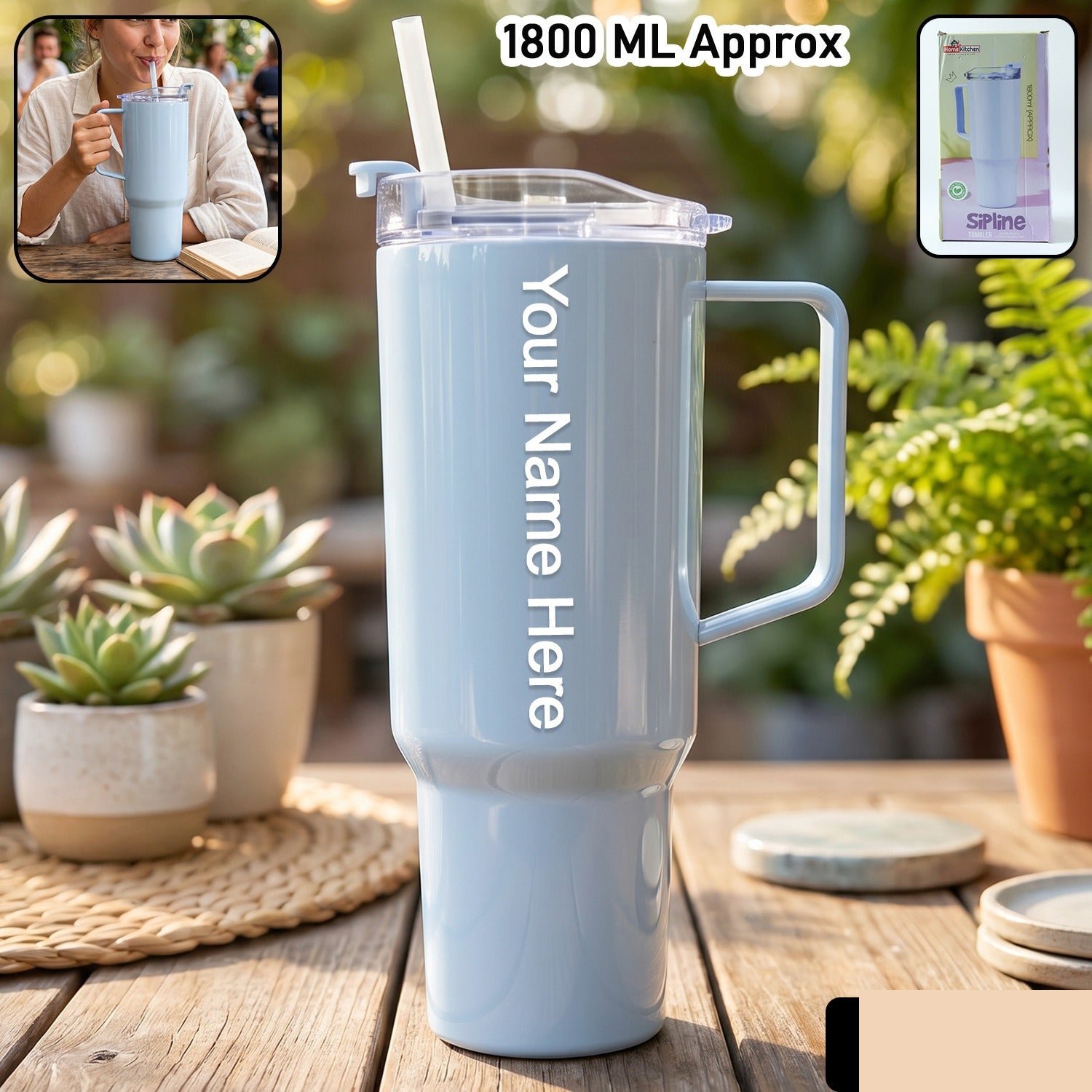 Travel Tumbler – 1800ml Leak-Proof with Handle & Straw for Hydration - Detailed Feature View 1