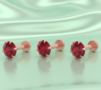 Triple Set Rose Gold Ruby Red Crystal Stud Earrings for Women
