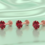 Premium Triple Set Rose Gold Ruby Red Crystal Stud Earrings for Women - Buy Online at Alikart