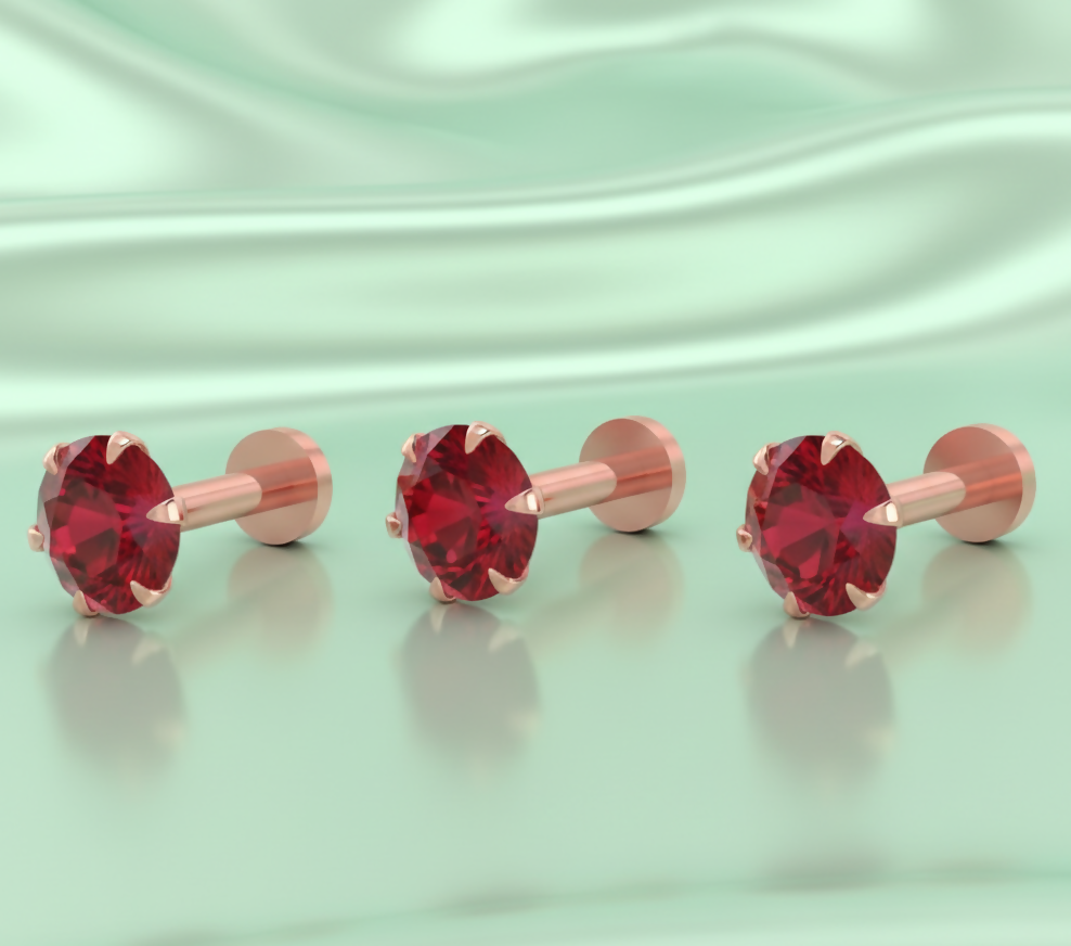 Premium Triple Set Rose Gold Ruby Red Crystal Stud Earrings for Women - Buy Online at Alikart