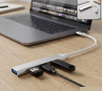 Type C to Four Port USB Hub Multi Interface Adapter for Laptop and Phone