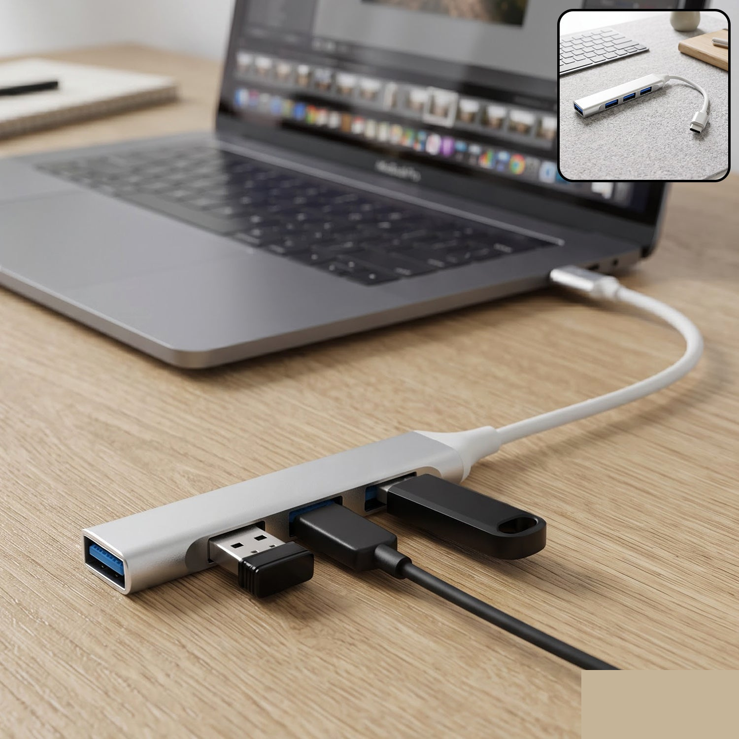 Premium Type C to Four Port USB Hub Multi Interface Adapter for Laptop and Phone - Buy Online at Alikart