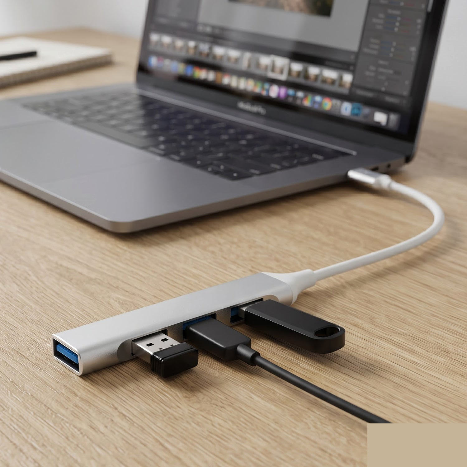 Type C to Four Port USB Hub Multi Interface Adapter for Laptop and Phone - Detailed Feature View 2