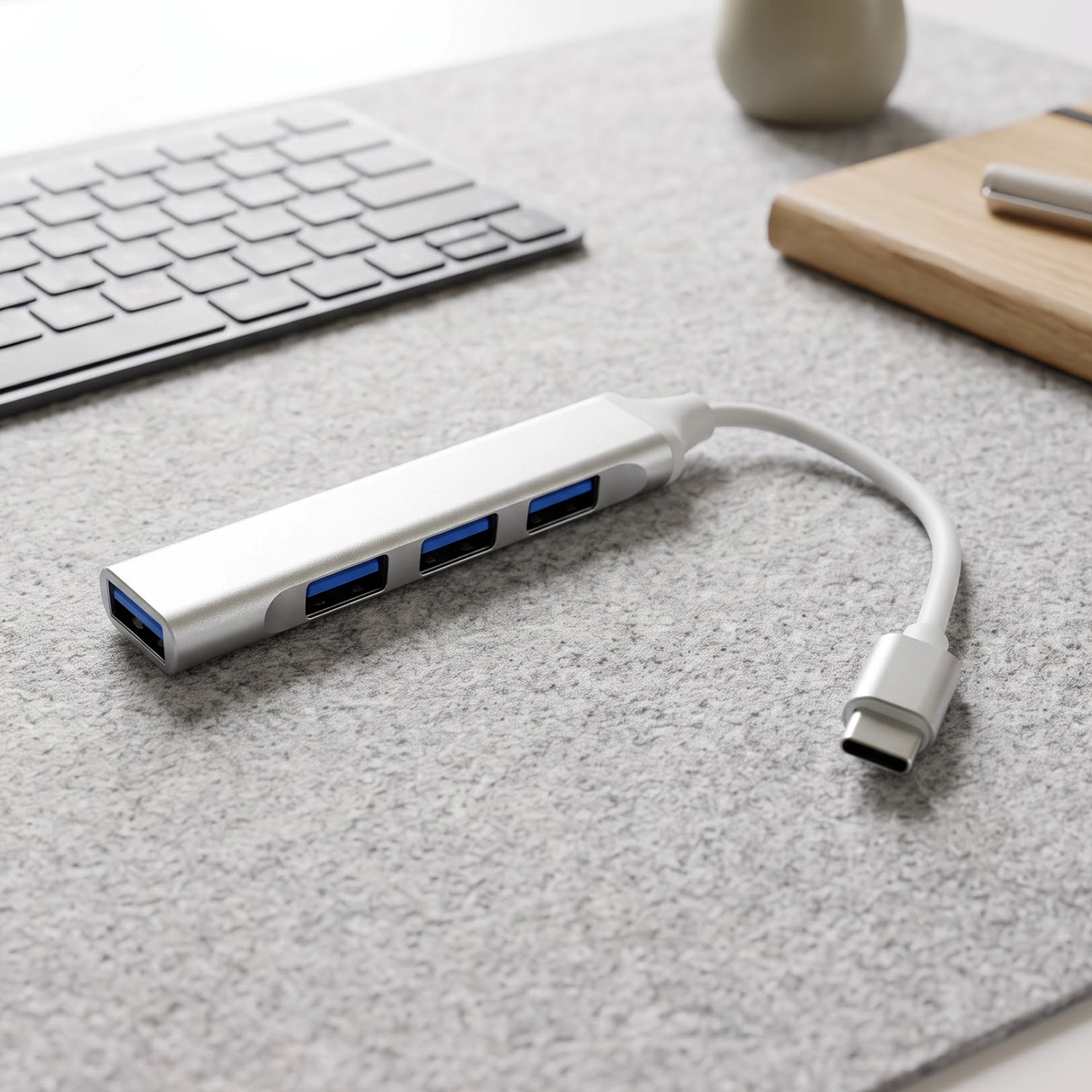Type C to Four Port USB Hub Multi Interface Adapter for Laptop and Phone - Detailed Feature View 3