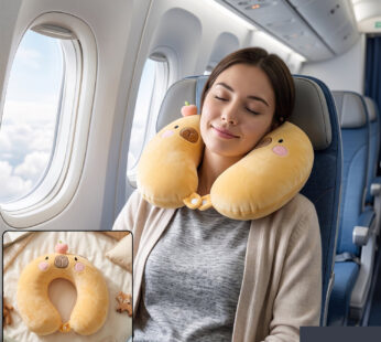 U-Shaped Travel Neck Pillow, Cute Capybara Soft Plush Pillow for Kids