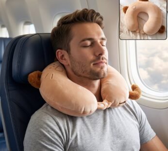 U-Shaped Travel Neck Pillow, Cute Cat Soft Plush Pillow with Ears