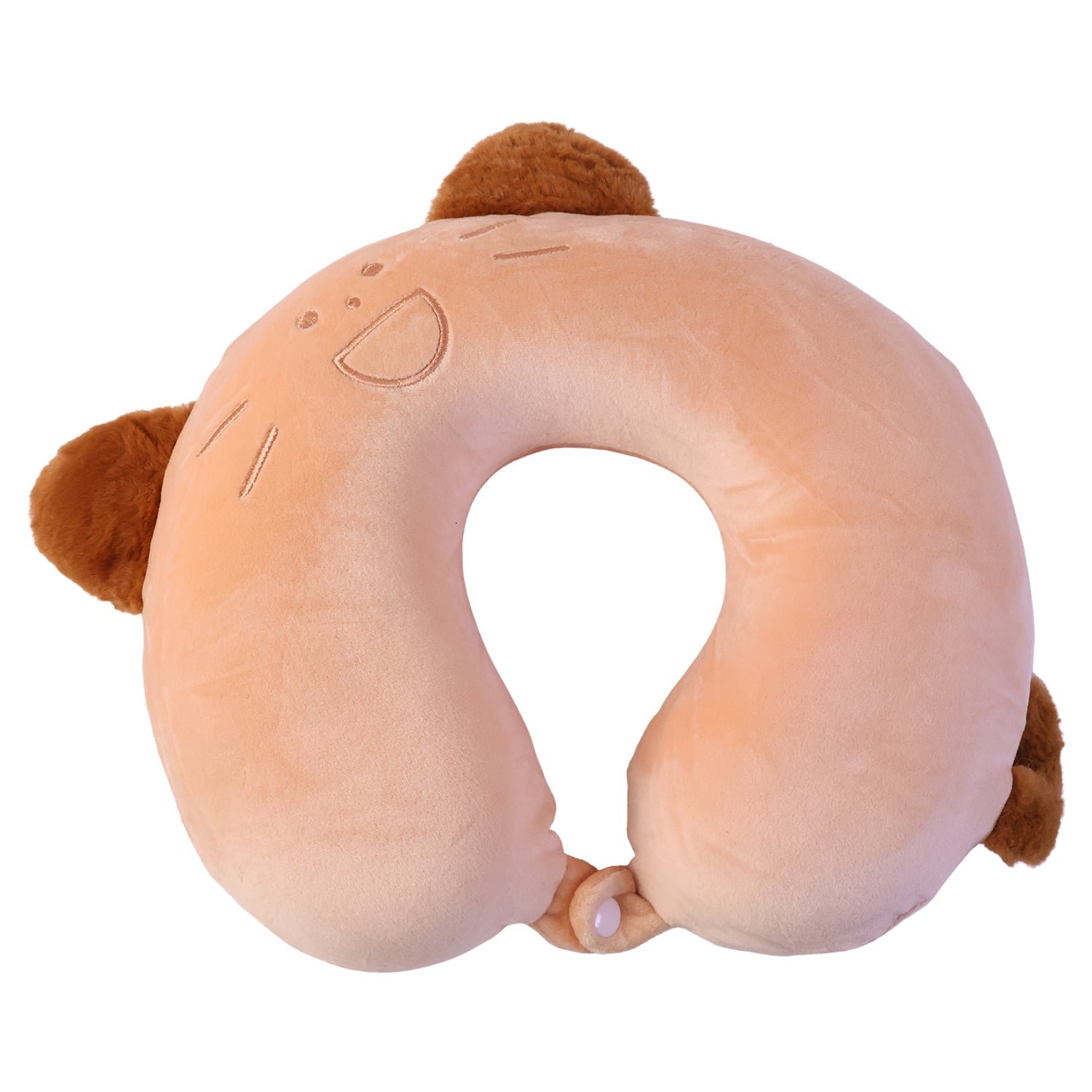 U-Shaped Travel Neck Pillow, Cute Cat Soft Plush Pillow with Ears - Detailed Feature View 3