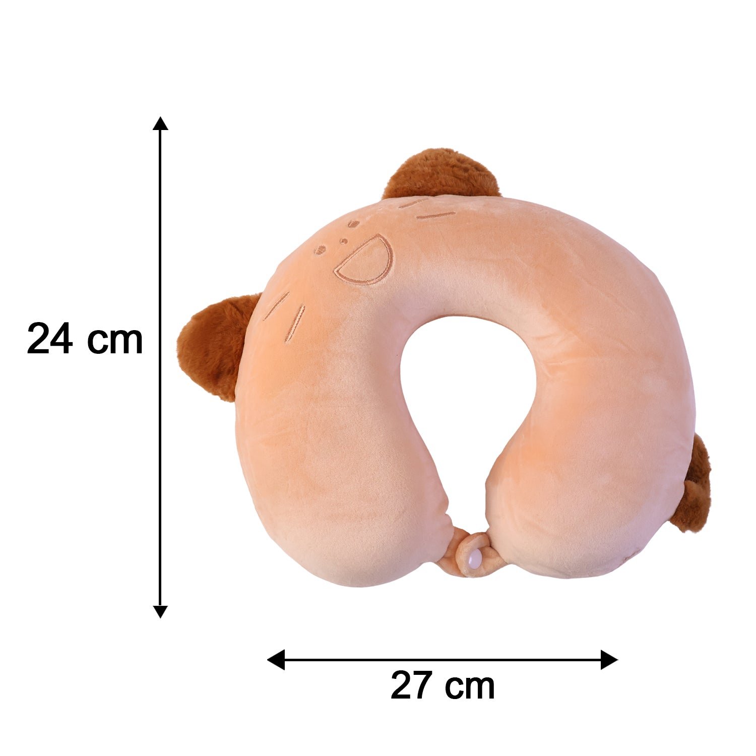 U-Shaped Travel Neck Pillow, Cute Cat Soft Plush Pillow with Ears - Detailed Feature View 4