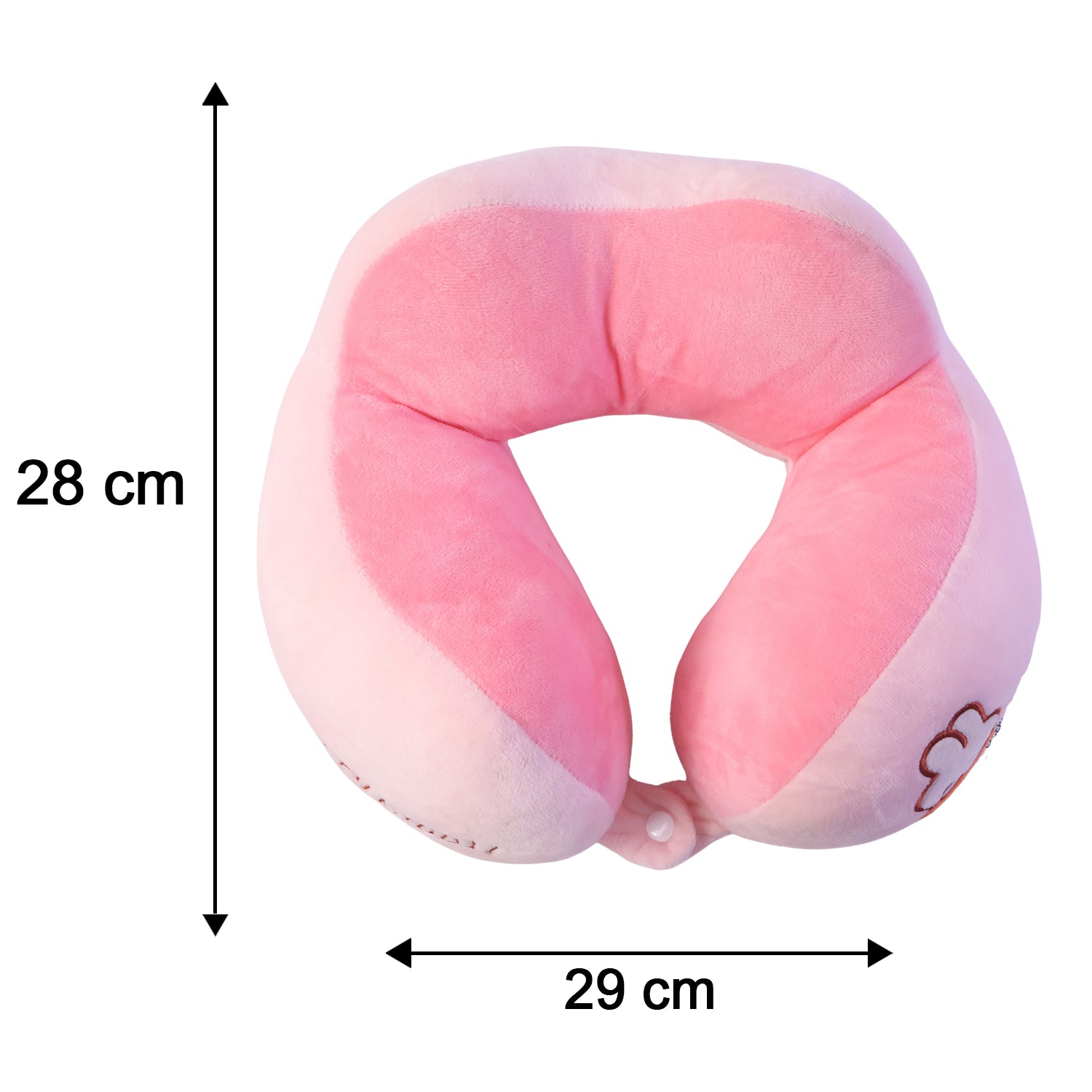U Shaped Travel Neck Pillow Soft Plush Pink White Head Neck Support - Detailed Feature View 4