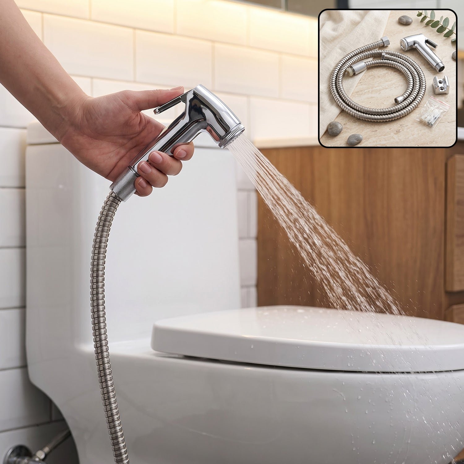 Premium Universal Handheld Bidet Sprayer and Flexible Shower Hose Set for Bathroom Cleaning - Buy Online at Alikart