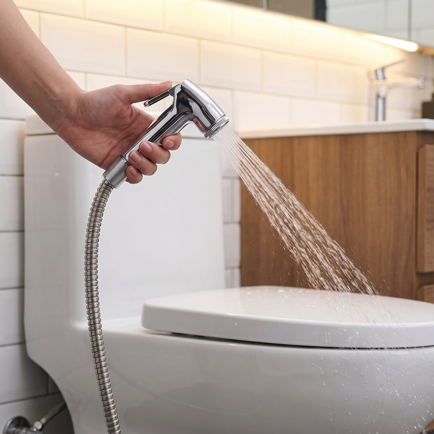 Universal Handheld Bidet Sprayer and Flexible Shower Hose Set for Bathroom Cleaning - Detailed Feature View 2