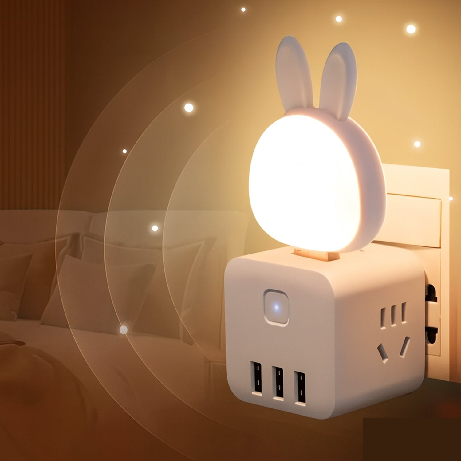 USB Rabbit Night Light – Voice-Activated Soft LED Glow - Detailed Feature View 6