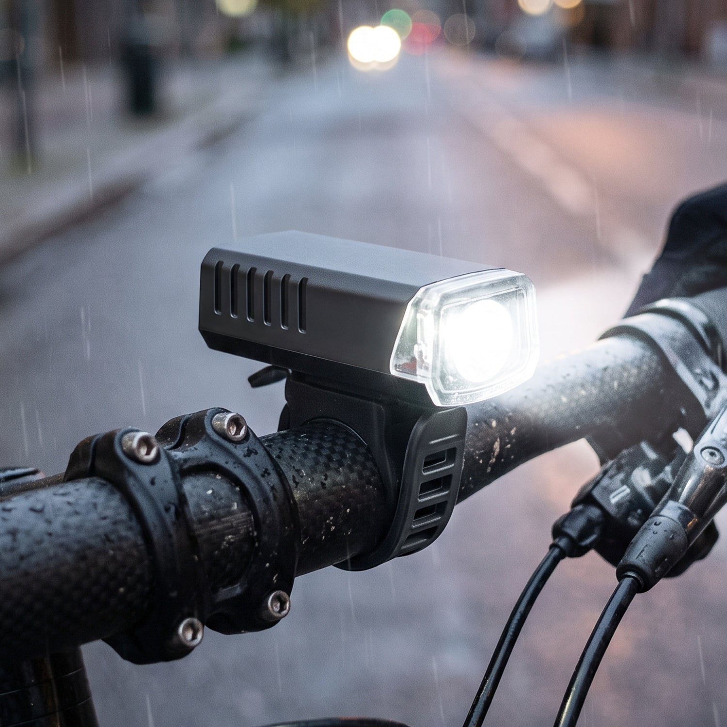 USB Rechargeable Bicycle Headlight with Handlebar Mount for Night Riding - Detailed Feature View 2