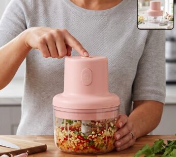USB Rechargeable Mini Garlic Chopper 100ml with Dual Blade and Clear Bowl (1 Pc)