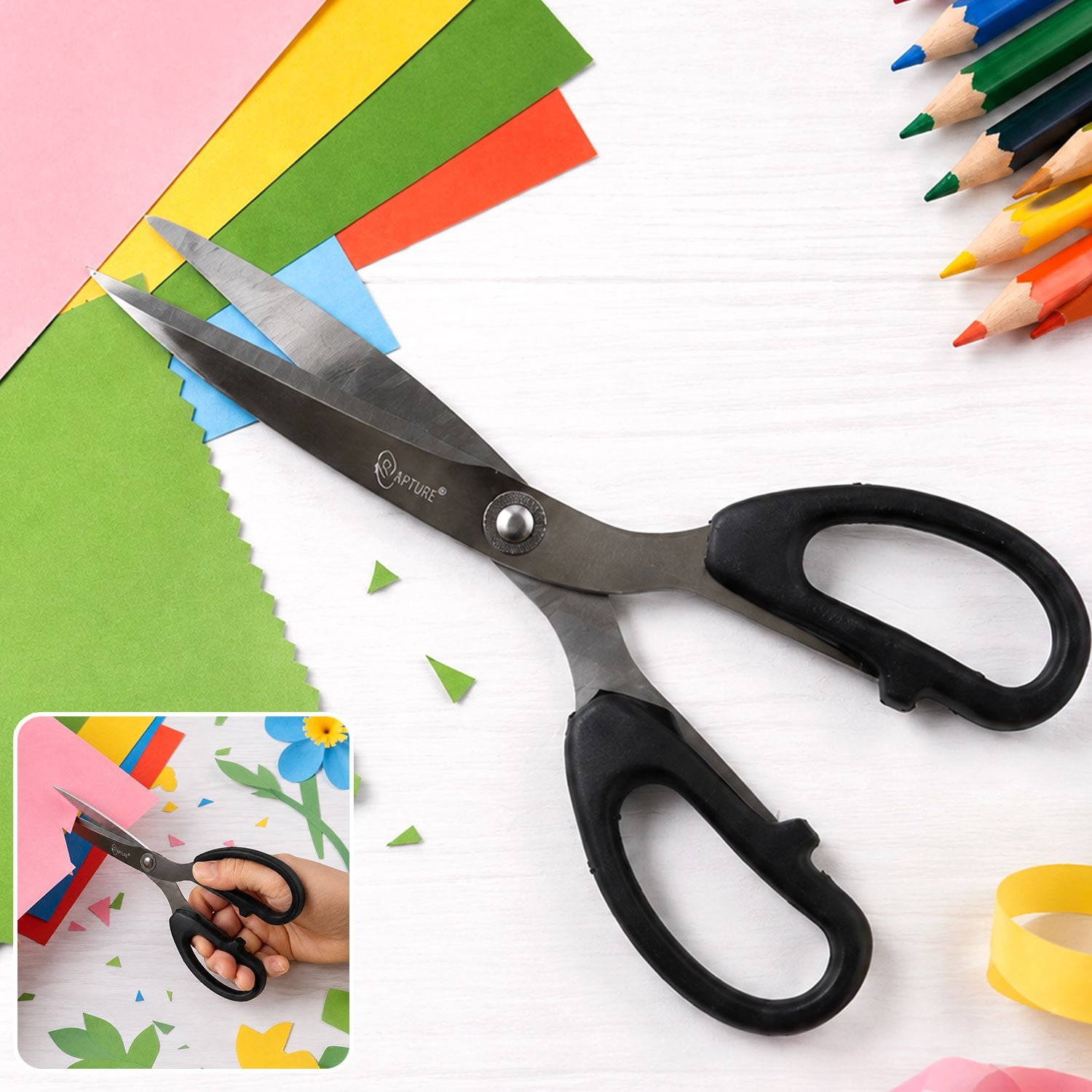Versatile 8.25 Inch Stainless Steel Scissors for Home & Office - Detailed Feature View 4