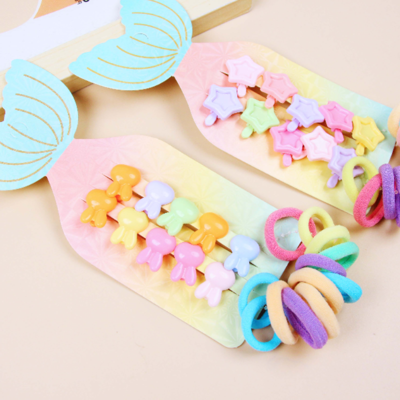 Vibrant 22-Piece Mini Hair Accessory Kit – Colorful Clips and Elastic Ties for Girls - Detailed Feature View 3